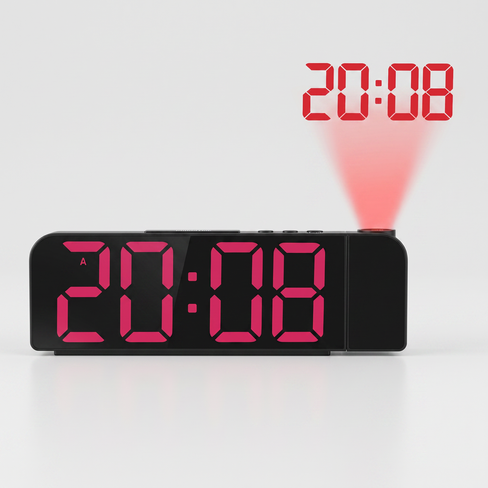 Réveil Projecteur LED 180° – Affichage Digital & Mode Nuit